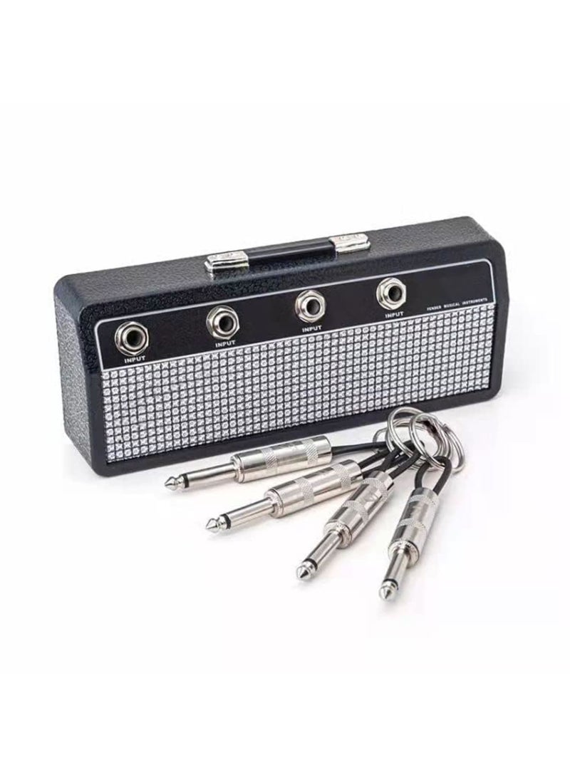 SYOSI Key Holder, Key Organisation Wall Mounted Key Rack Guitar Amplifier with 4 Plug Keyrings for entryway Mudroom,Hallway,Kitchen,Office Letter - Image 1